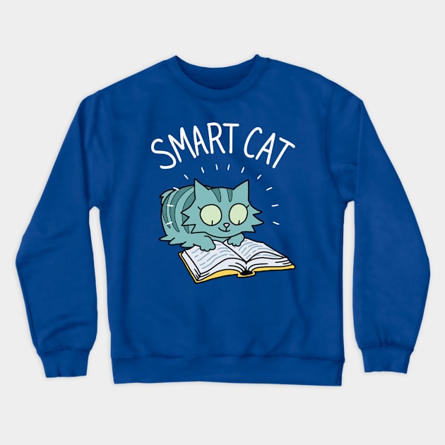 Smart Cat Crewneck Sweatshirt by spacecoyote